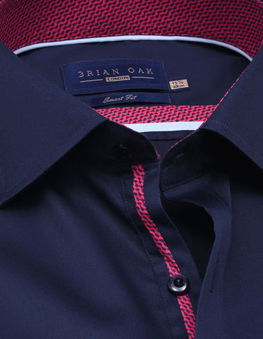 Navy Designer Satin Dress Shirt