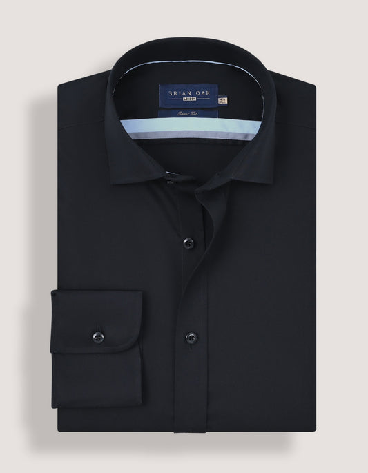 Easy Care Plain Formal Shirt - Black