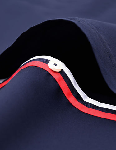 Navy Twill Formal Shirt with Union Jack Contrast Trim