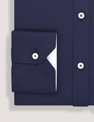 Navy Twill Formal Shirt with Union Jack Contrast Trim