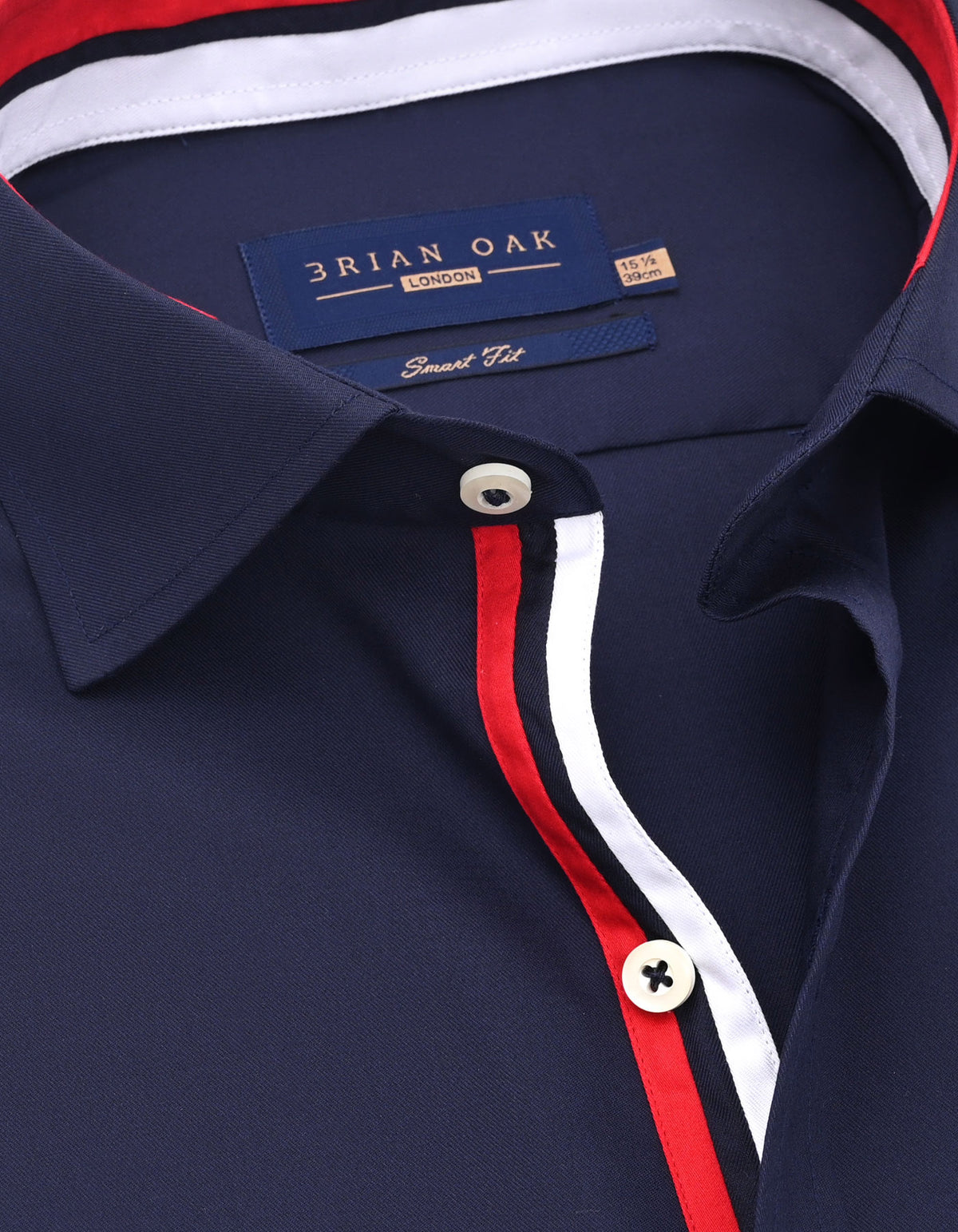 Navy Twill Formal Shirt with Union Jack Contrast Trim