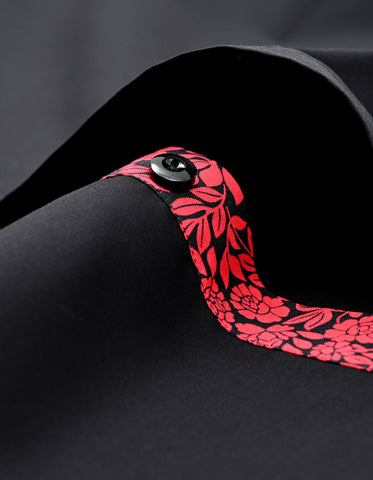 Premium Black Floral Contrast Formal Shirt