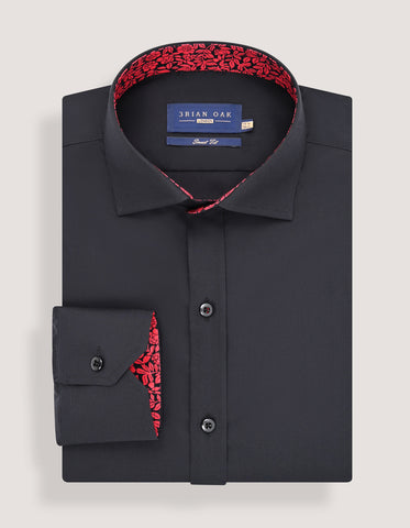 Premium Black Floral Contrast Formal Shirt