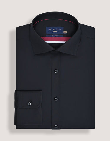 Easy Iron Plain Black Dress Shirt