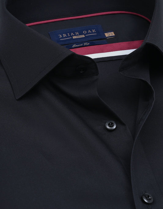 Easy Iron Plain Black Dress Shirt