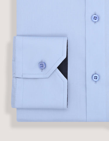 Sky Blue Twill Formal Shirt with White Contrast Collar