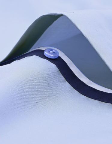Sky Blue Twill Formal Shirt with White Contrast Collar