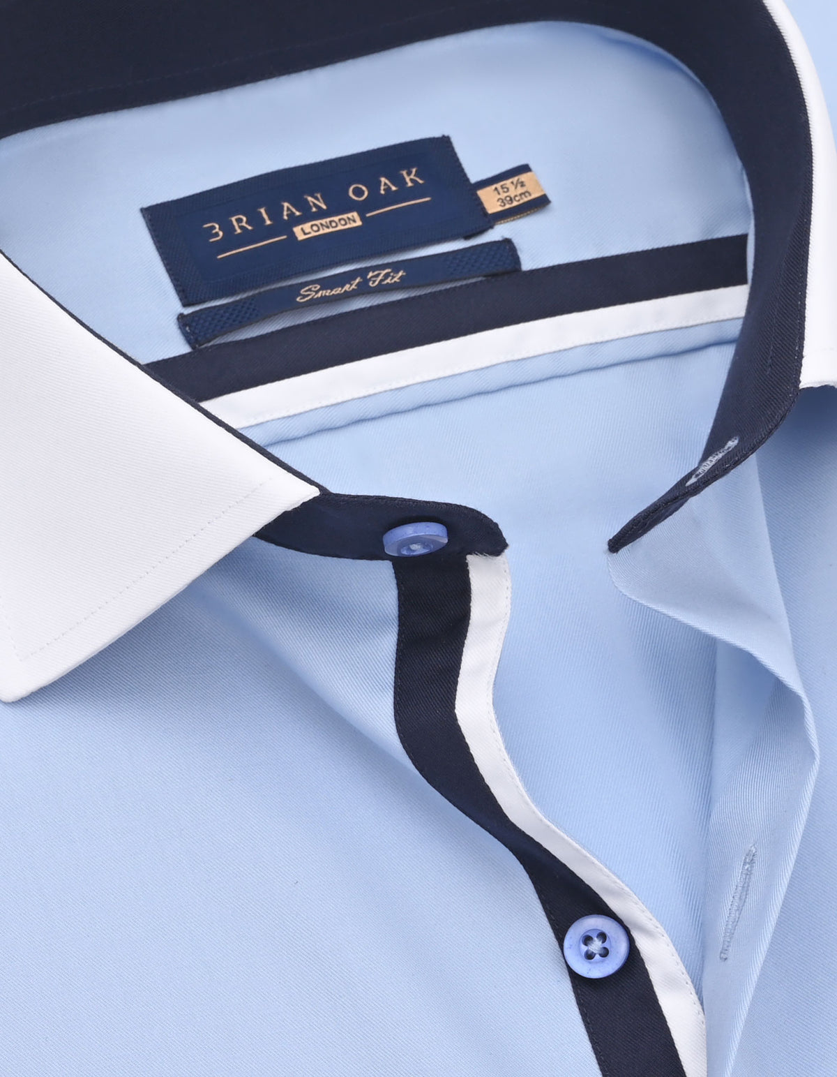 Sky Blue Twill Formal Shirt with White Contrast Collar