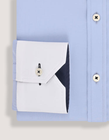 Powder Blue Formal Shirt with White Collar & Cuffs