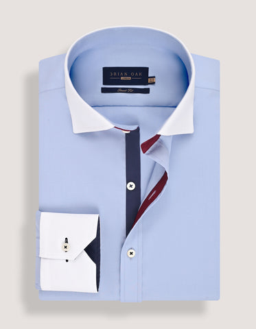 Powder Blue Formal Shirt with White Collar & Cuffs