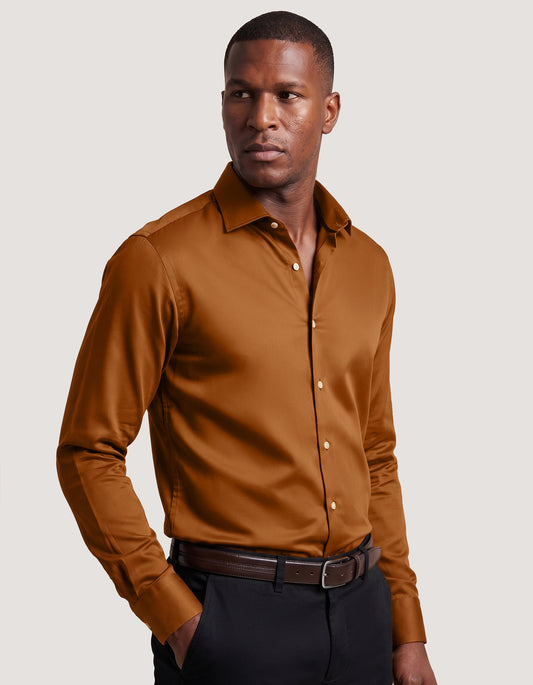 Light Brown Satin Dress Shirt