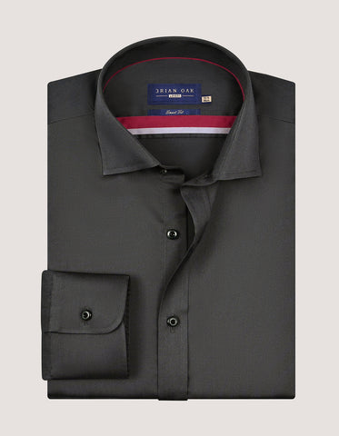 Chemise en satin uni anthracite