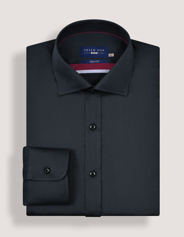 Charcoal Plain Satin Dress Shirt