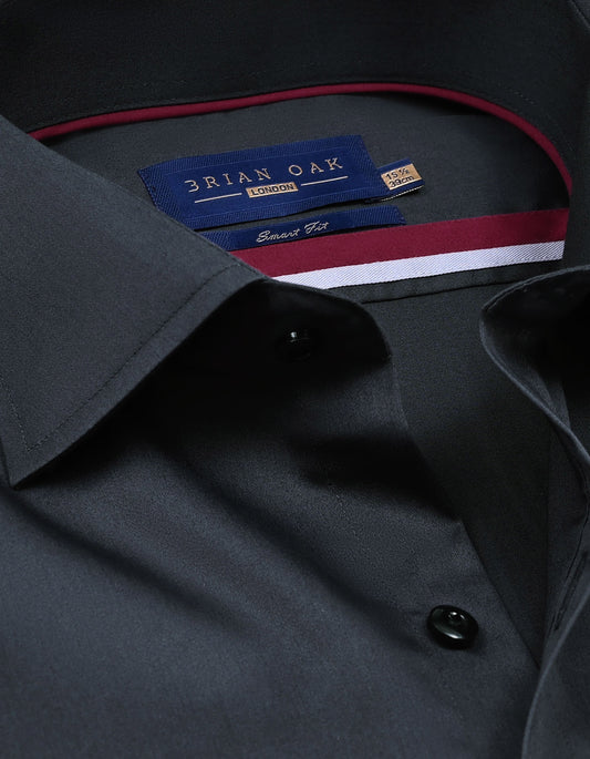 Charcoal Plain Satin Dress Shirt