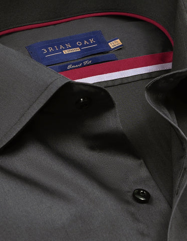 Chemise en satin uni anthracite
