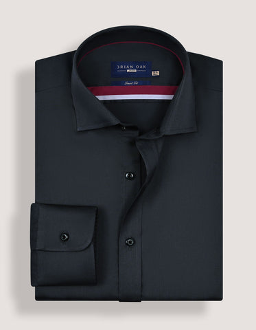 Charcoal Plain Satin Dress Shirt