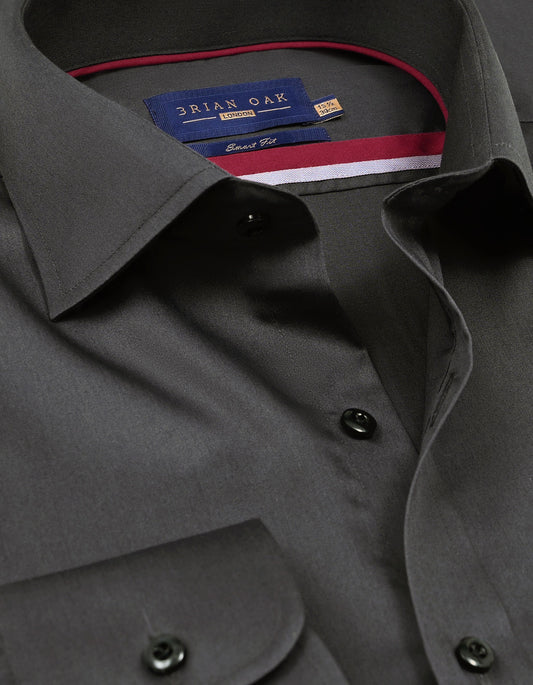 Chemise en satin uni anthracite