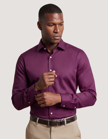 Chemise habillée en satin prune Smart Fit