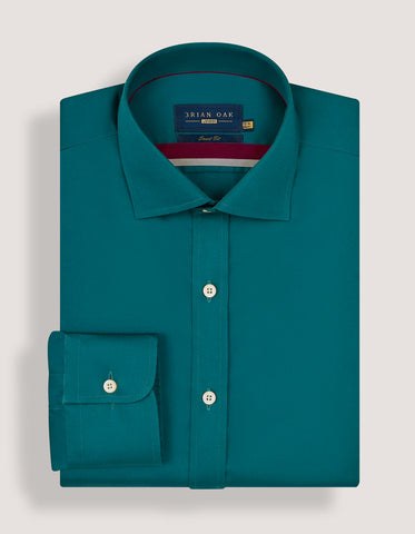 Rich Teal Satin Dress Shirt | Brian Oak UK Rich Teal Satin Dress Shirt | Brian Oak UK