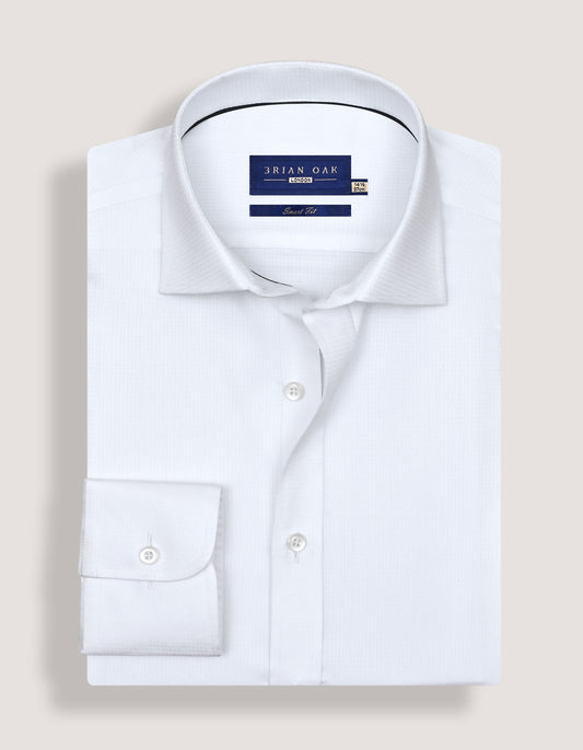 Easy Care Textured White Dress Shirt