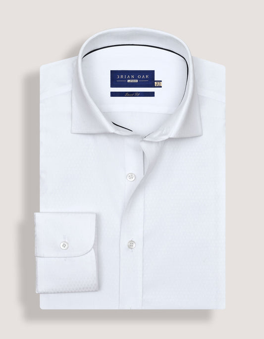 Easy Care White Textured Dress Shirt