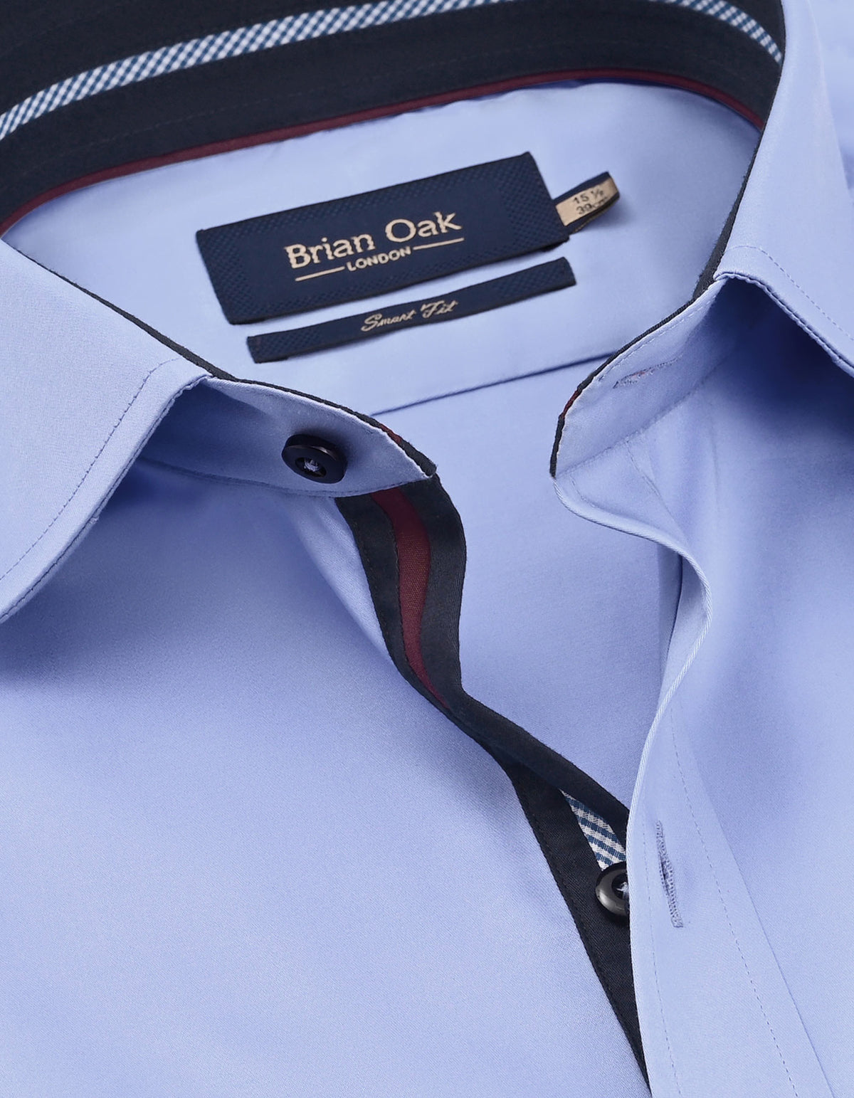 Sky Blue Cotton Satin Shirt with Contrast Trim