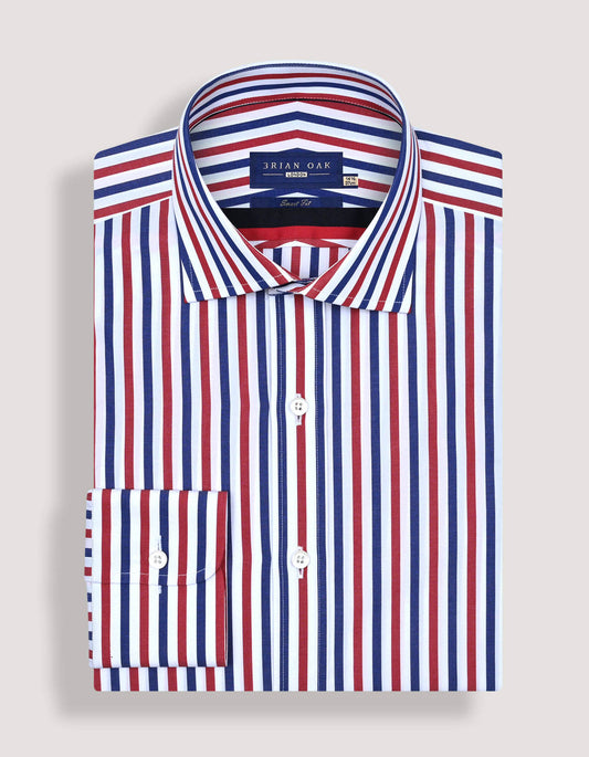 Men’s Striped Formal Shirt in Royal Blue