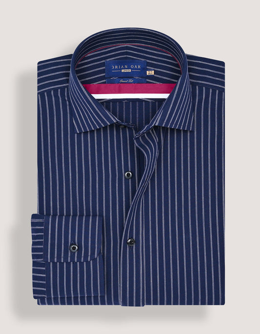 Chemise à rayures bleu marine et blanc