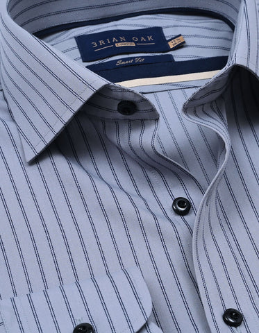 Navy Striped Grey Dress Shirt | Brian Oak UK Navy Striped Grey Dress Shirt | Brian Oak UK