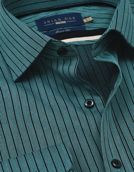 green emerald velvet dress Non-Iron Cotton Stripe Dress Shirt with Contrast Trim main image 0