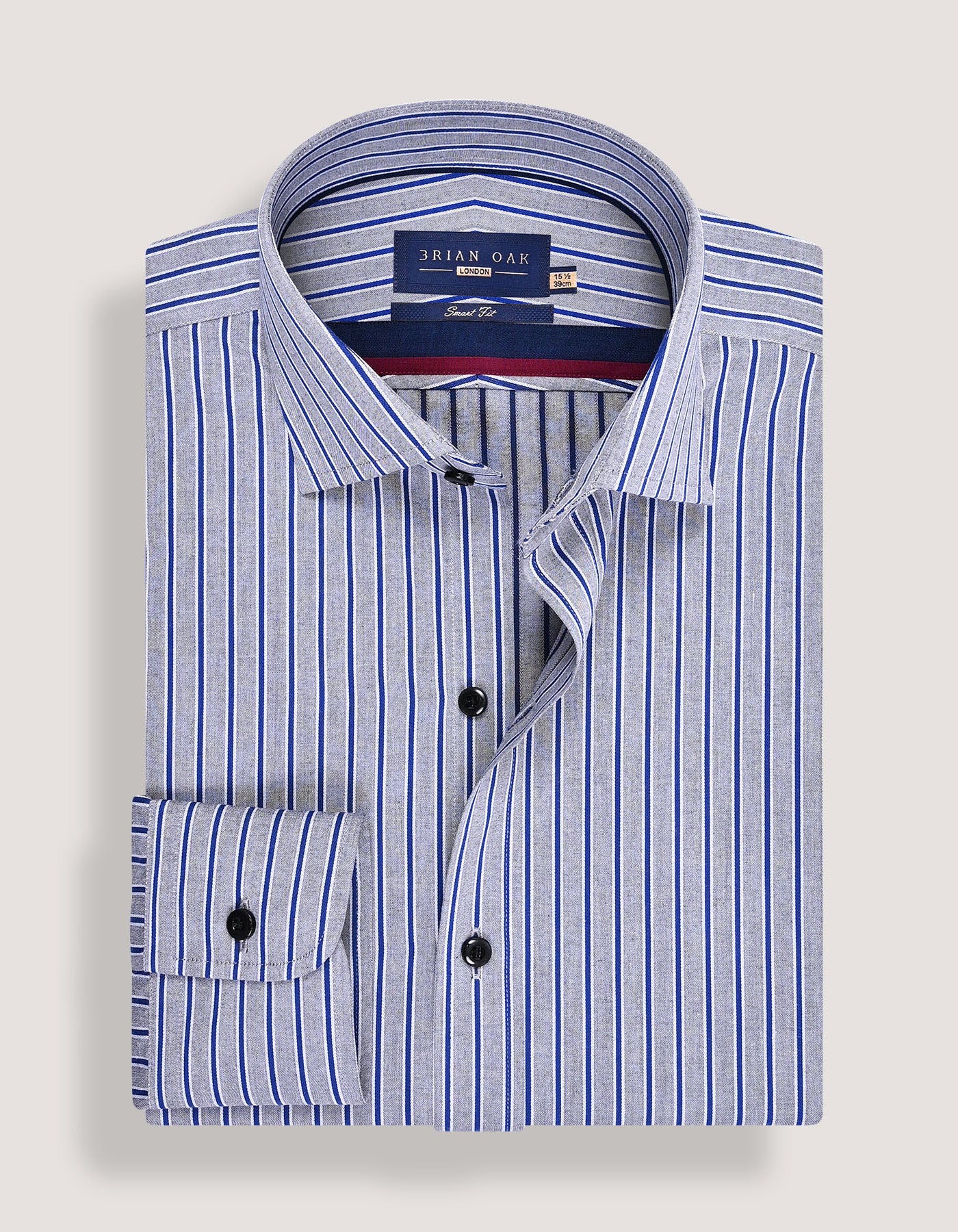 Royal Blue Striped Grey Dress Shirt | Brian Oak UK Royal Blue Striped Grey Dress Shirt | Brian Oak UK