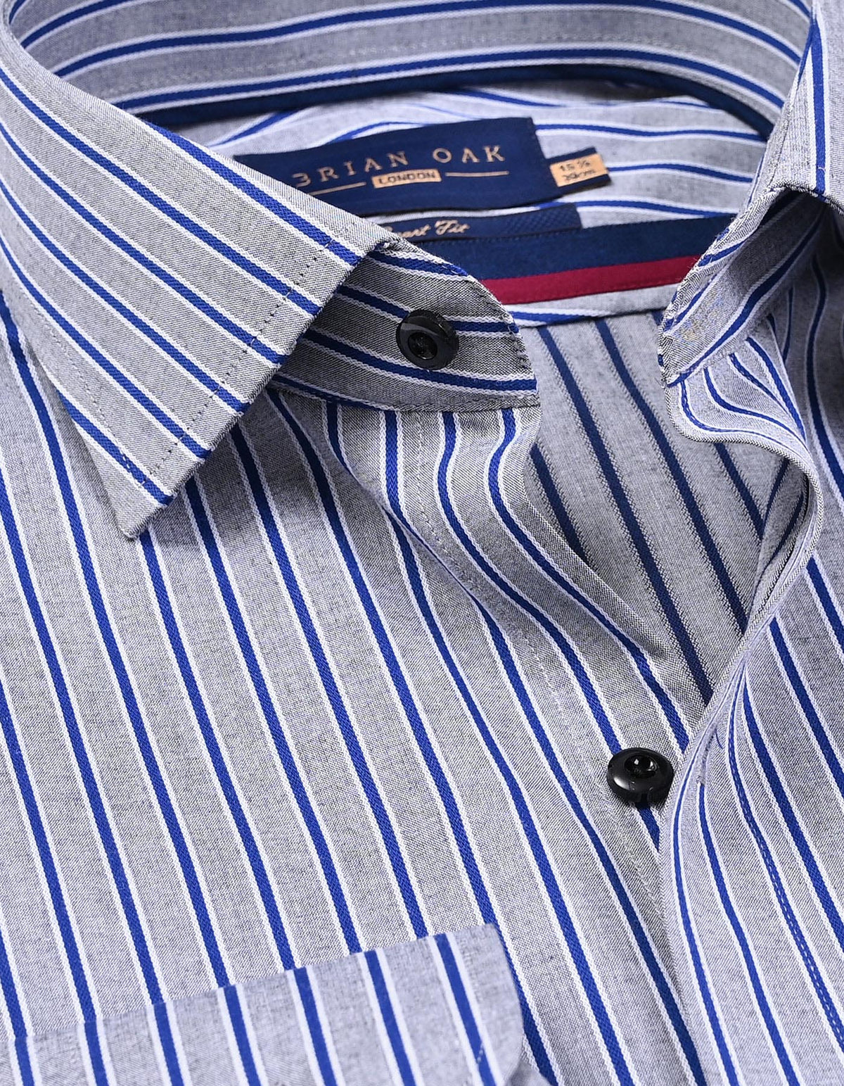 Royal Blue Striped Grey Formal Shirt