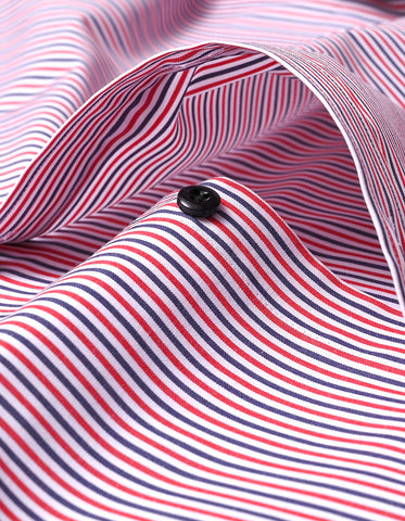 Red & Blue Tailored Smart Fit Striped Shirt