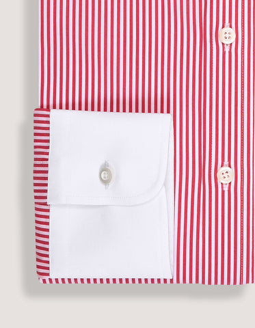 Red Striped Shirt with Contrast Collar & Cuffs