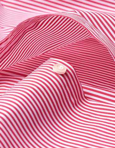 Red Striped Shirt with Contrast Collar & Cuffs