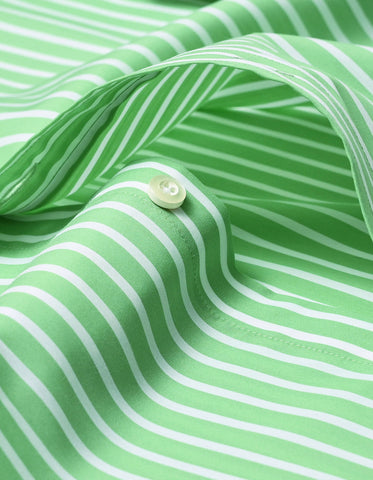 Light Green Striped Shirt with Contrast Collar & Cuffs