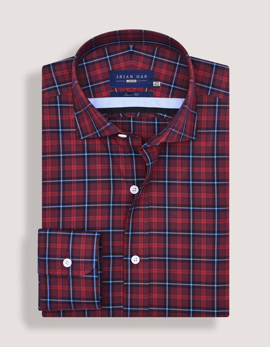 Camisa de vestir a cuadros – color granate