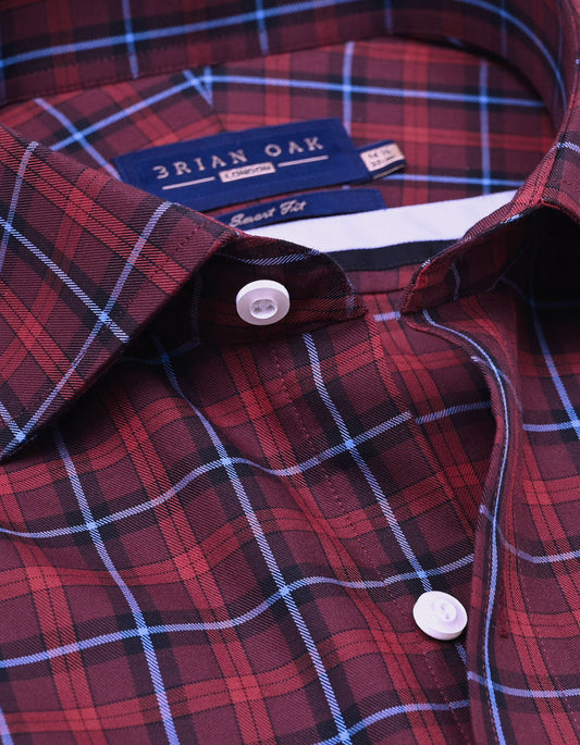 Camisa de vestir a cuadros – color granate