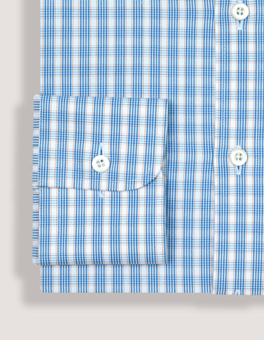 Mens Light Blue Check Dress Shirt