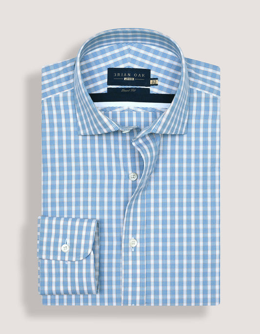 Light Blue Checkered Dress Shirt