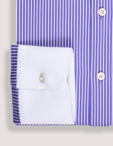 Violet Striped Shirt with Contrast Collar & Cuffs