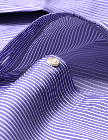Violet Striped Shirt with Contrast Collar & Cuffs