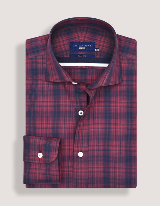 Maroon and Black Cotton Check Shirt