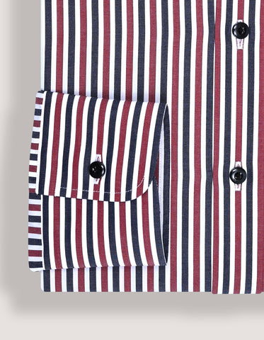 Mens Maroon Striped Dress Shirt Brian Oak UK - Main Image