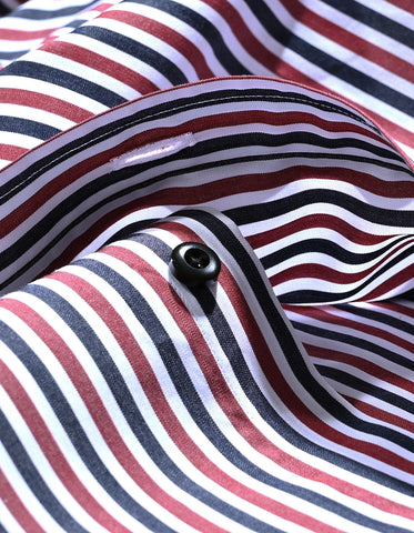 Maroon Striped Cotton Dress Shirt