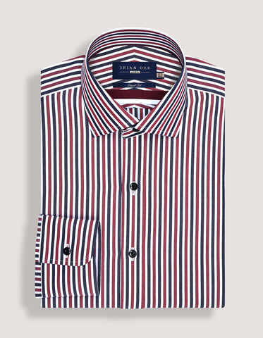 Mens Maroon Striped Dress Shirt | Brian Oak UK Mens Maroon Striped Dress Shirt | Brian Oak UK