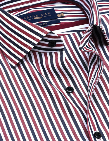 Chemise en coton rayée marron