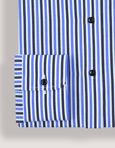 Sky Blue Striped Cotton Dress Shirt