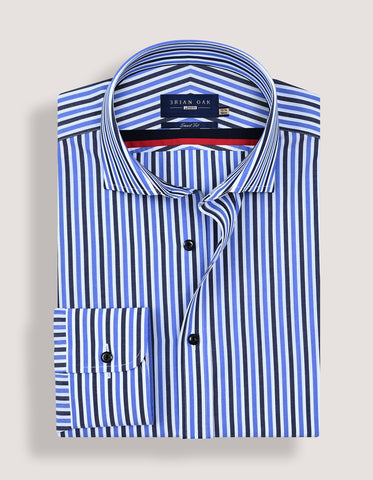 Sky Blue Striped Cotton Dress Shirt