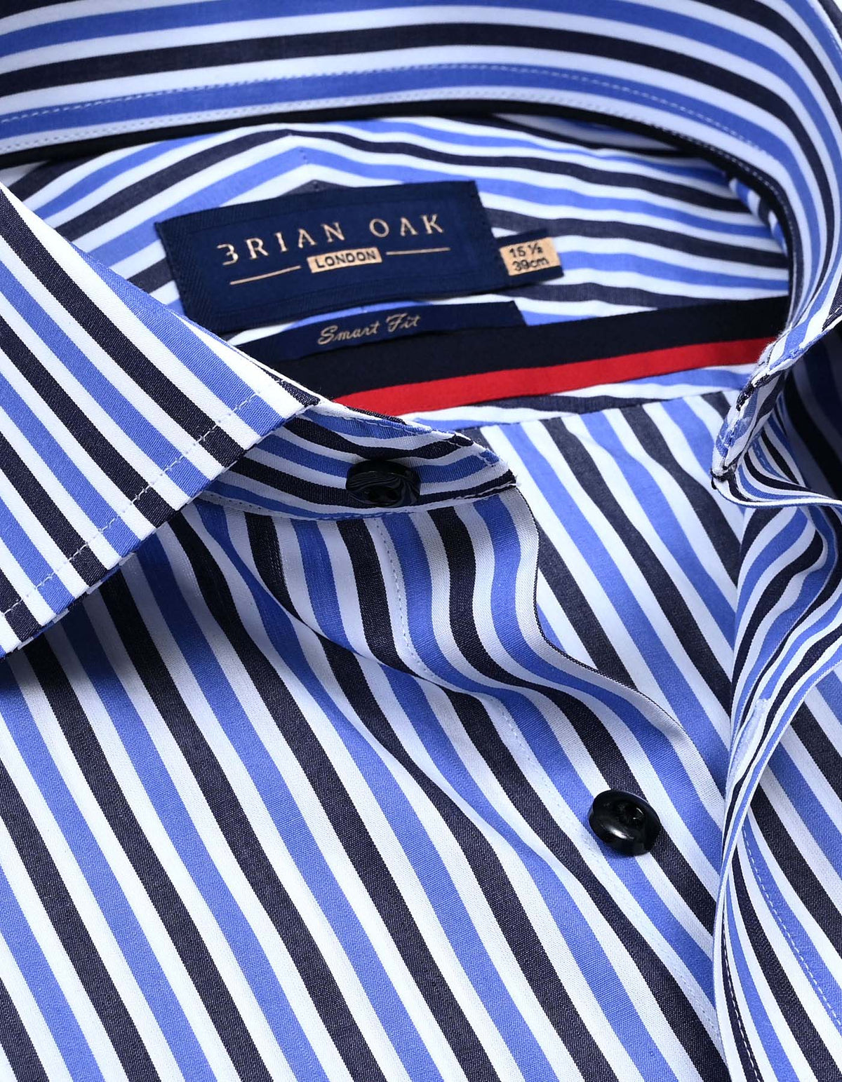 Sky Blue Striped Cotton Dress Shirt